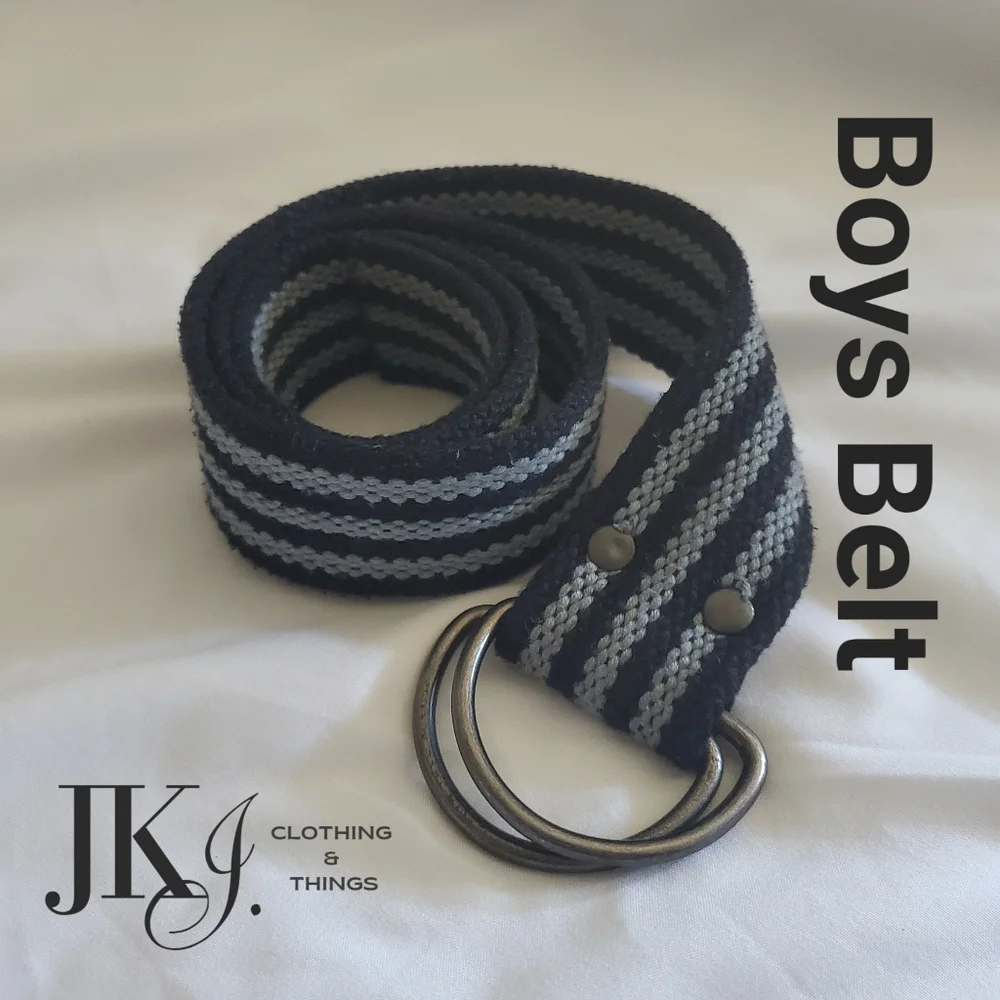 Youth/Boys Belt Dark Blue-Gray Stripes Braided Belt